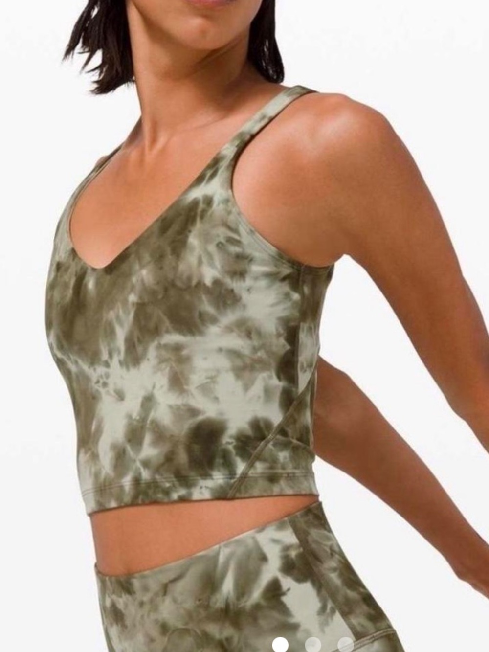 lululemon athletica Align Olive Tie-Dye V-Neck Crop 8 bra lined Tank - Picture 11 of 11